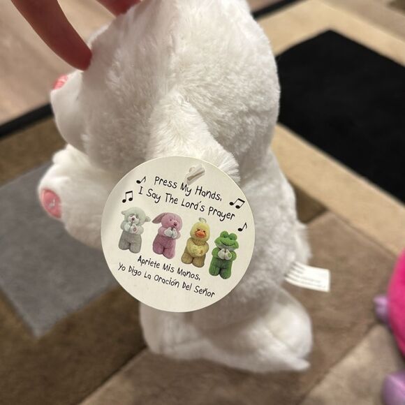 White and Pink Stuffed Bunny Toy with Floppy Ears - Picture 3 of 9